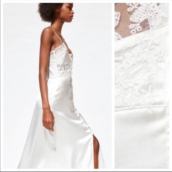 Zara Dresses & Skirts - Nwt zara white camisole satin midi dress
